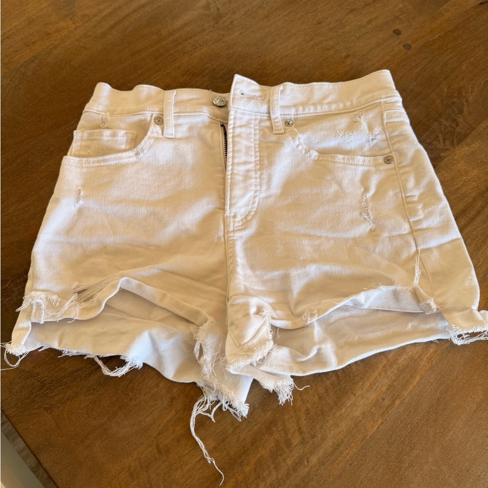 Express Cream Jean Shorts